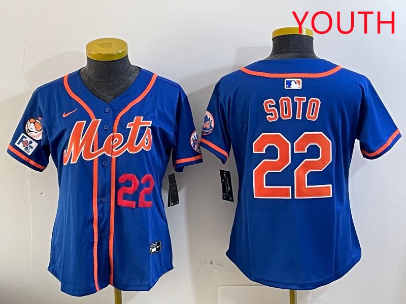Youth New York Mets 22 Soto Blue Game Fashion 2025 Nike MLB Jersey style 4